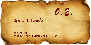 Opra Elemér névjegykártya